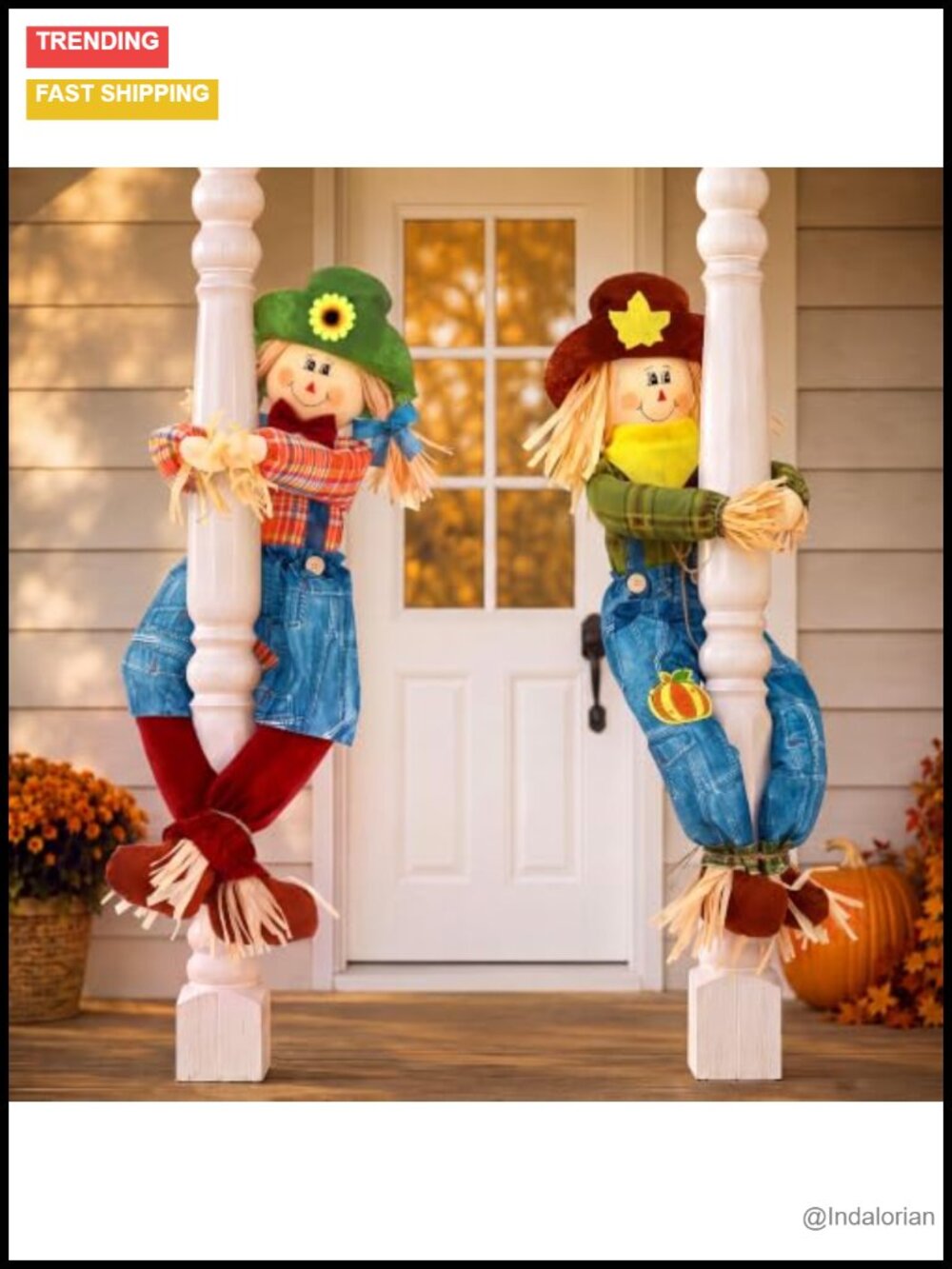 2 Pack Thanksgiving Scarecrow Post Decor 35.4 inch Fall Harvest Outdoor Statues